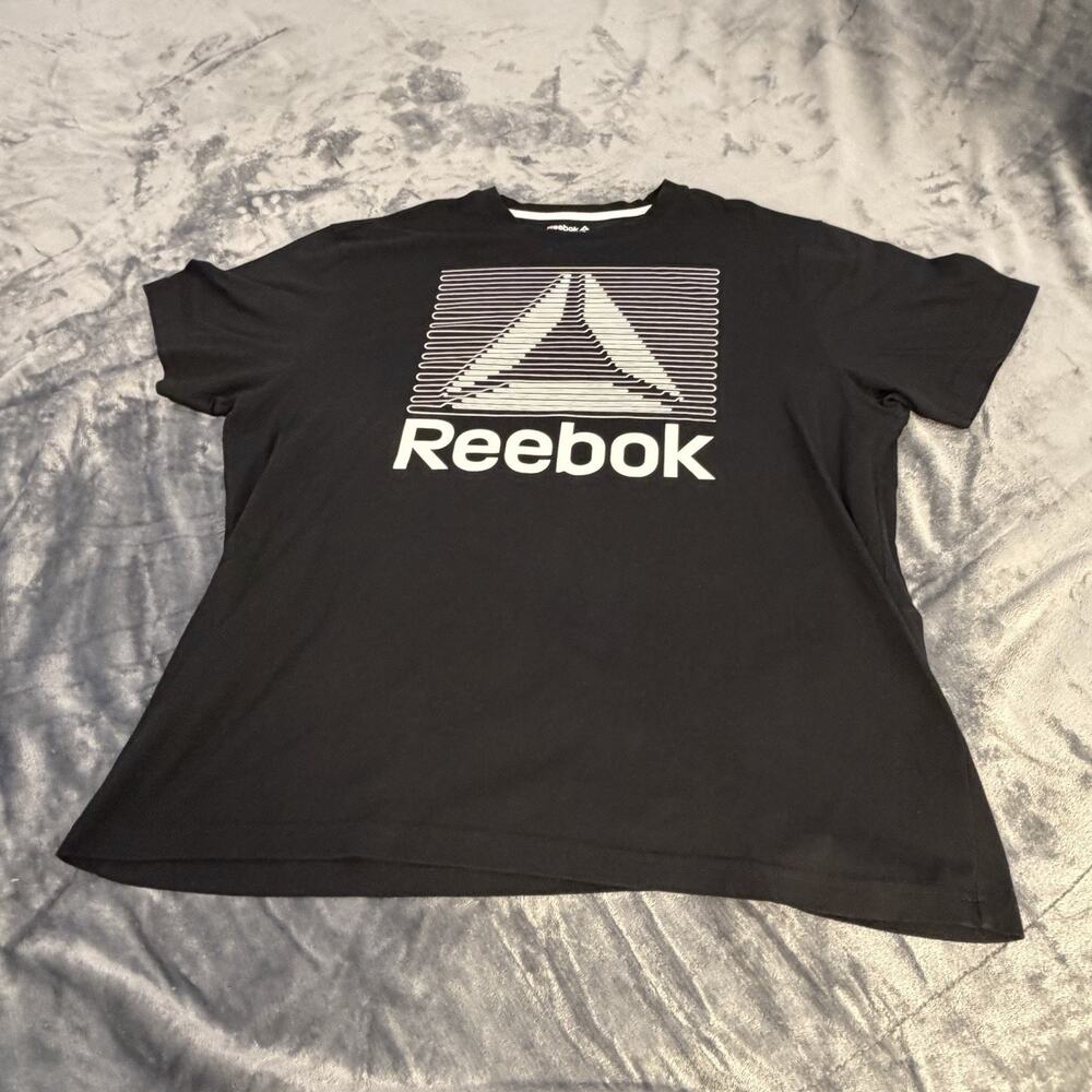 Reebok Mens Classic T Shirt Black Sz XL Logo Graphic Tee Casual